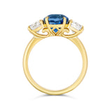 Vivid Blue Sapphire Diamond Trilogy Ring