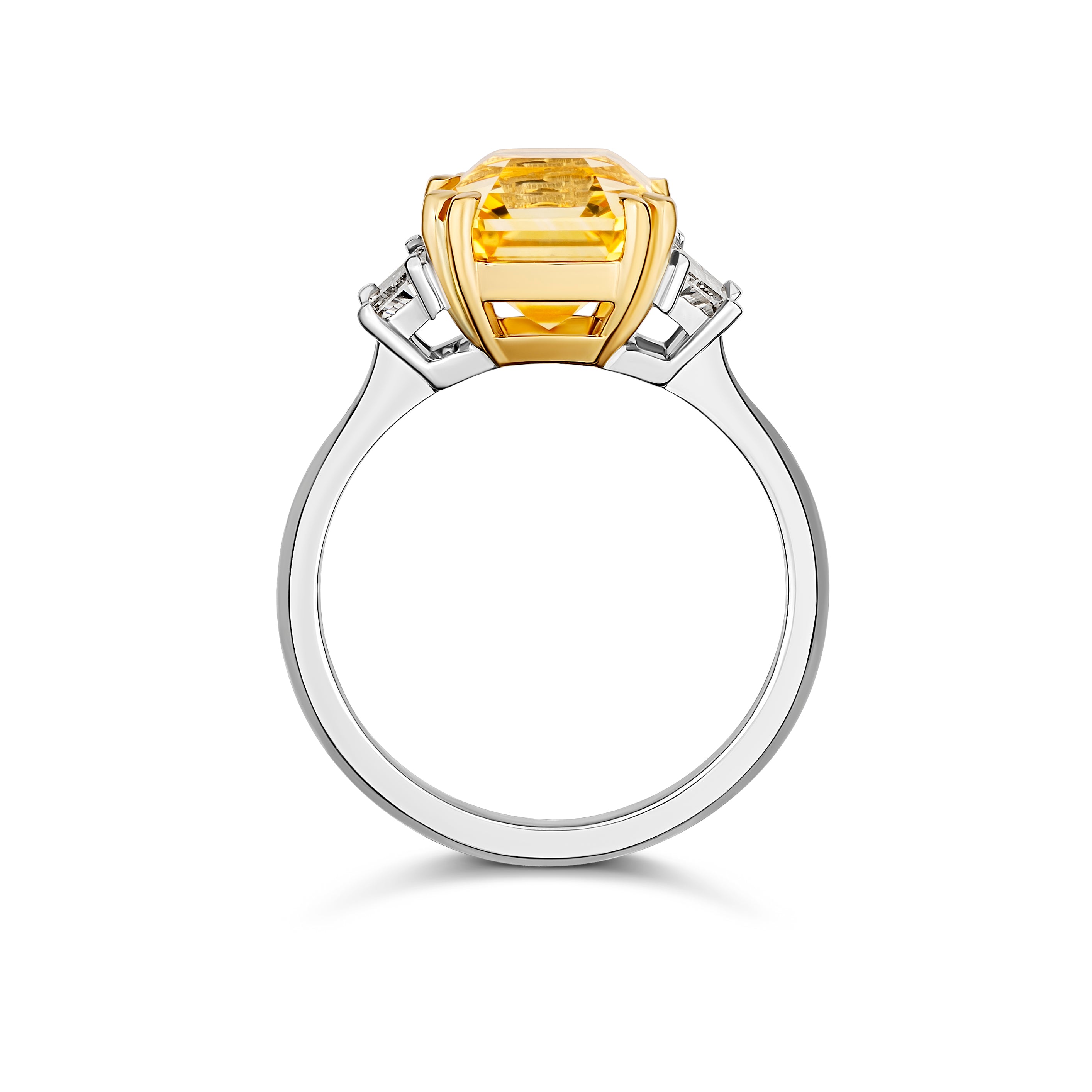 Yellow sapphire platinum ring side profile