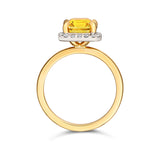 Unheated Yellow Sapphire Square Cut Halo Ring