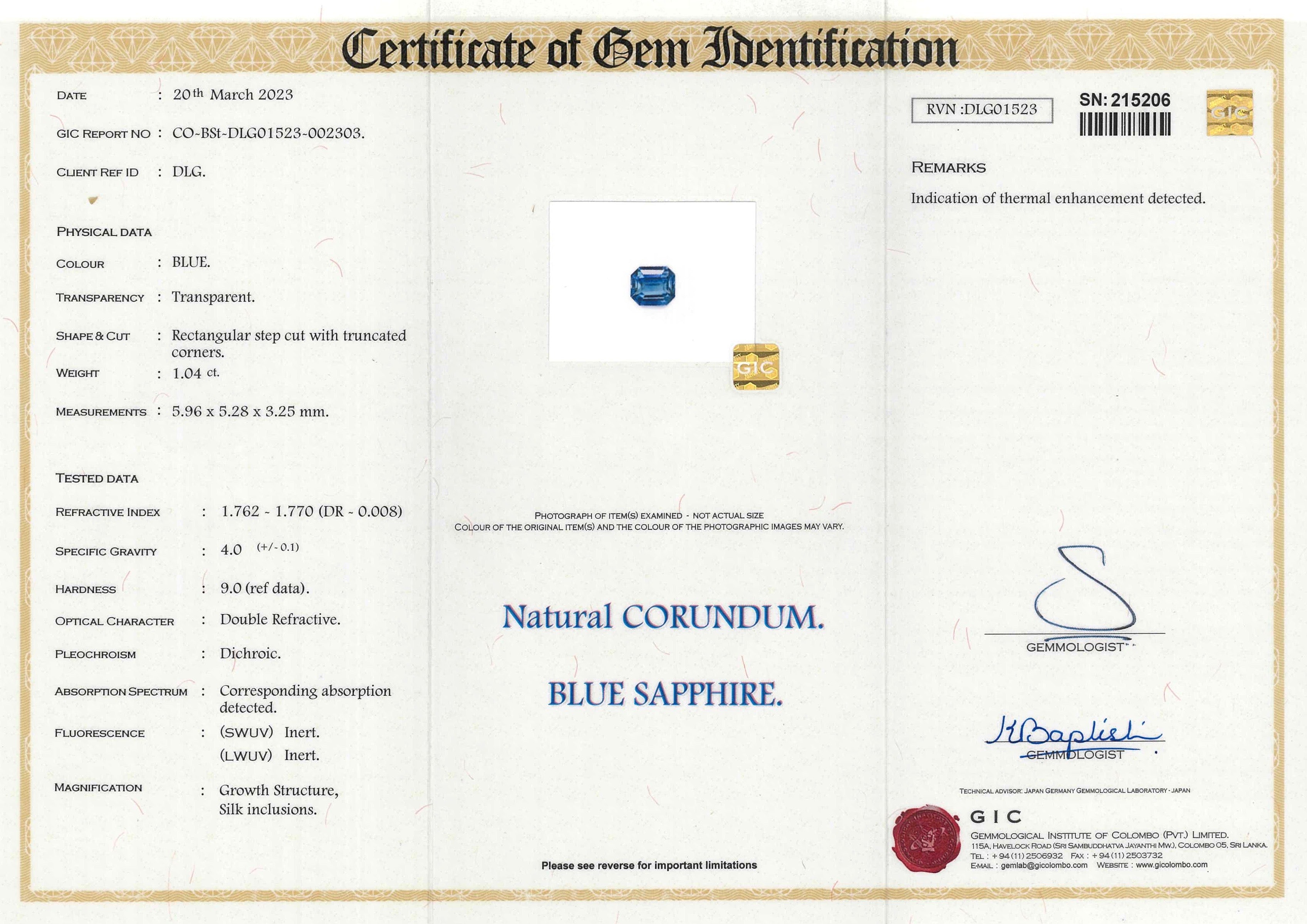 1.04 ct Steel Blue Sapphire Emerald Cut Natural Heated Gems