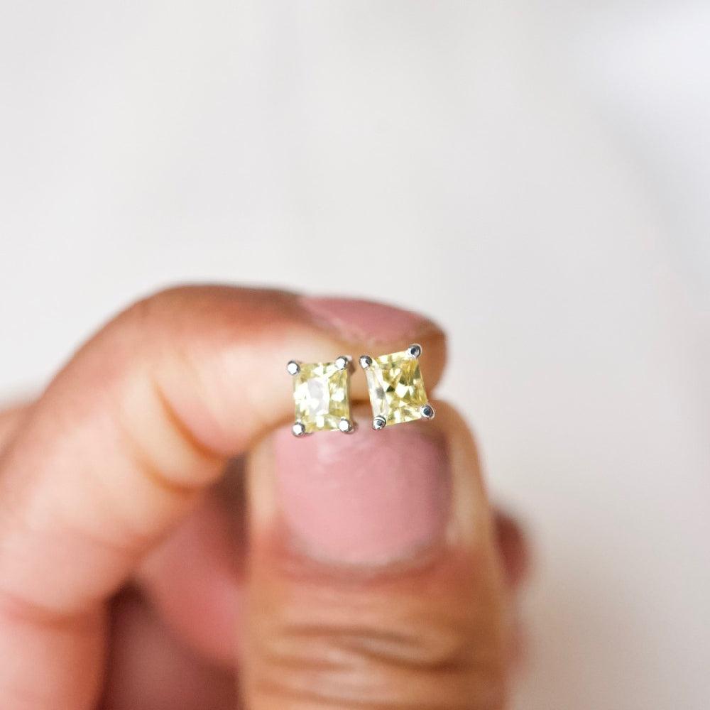Yellow Sapphire White Gold Stud Earrings