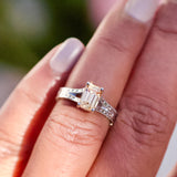 Engraved Apricot Sapphire Engagement Ring