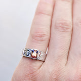 Engraved Mens Band with Sapphire and White Gold