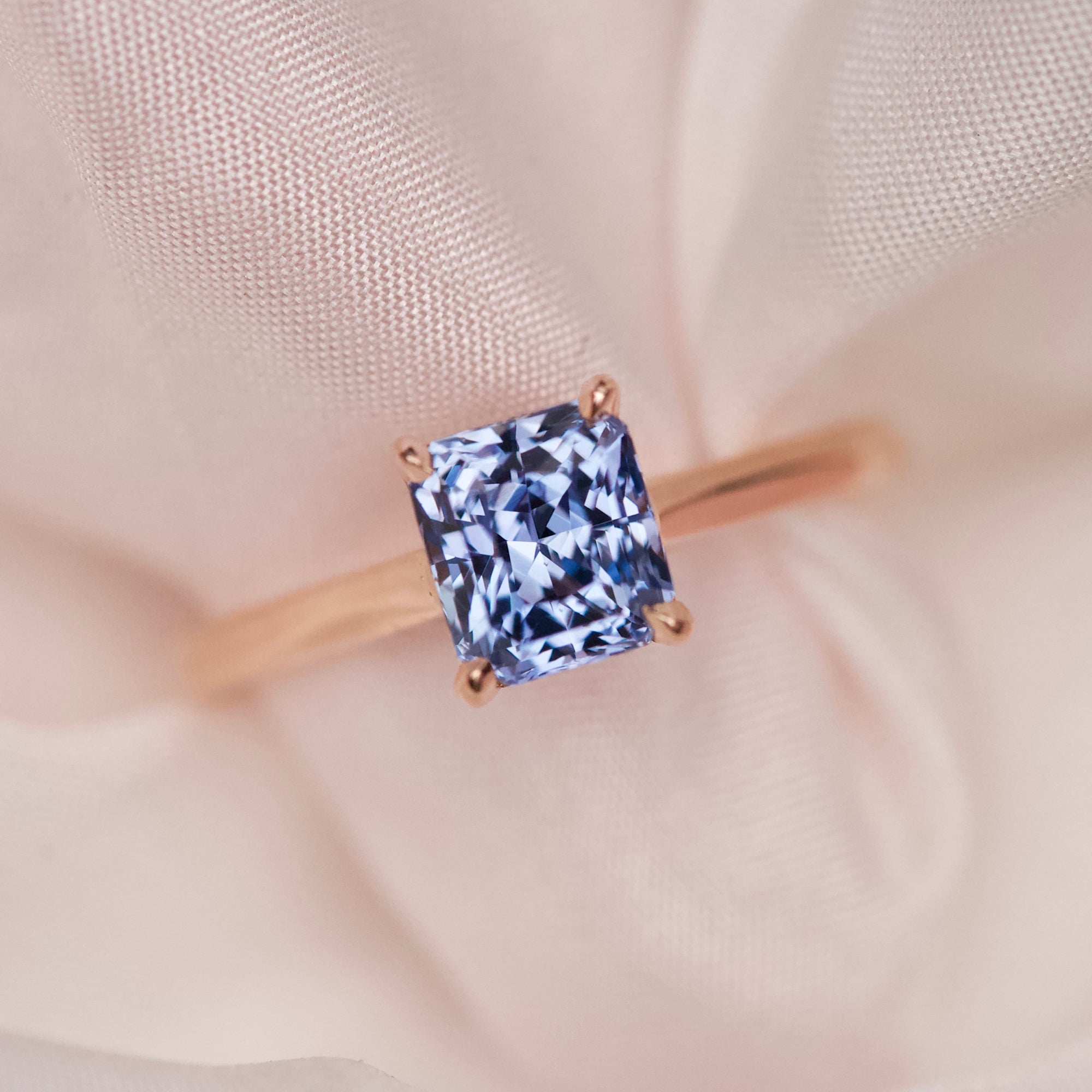 Ceylon Blue Sapphire Rose Gold Solitaire Ring