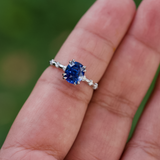 Royal Blue Sapphire Cushion Platinum Engagement Ring