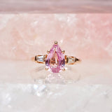 Pear Pink Sapphire Engagement Ring Rose Gold Trilogy