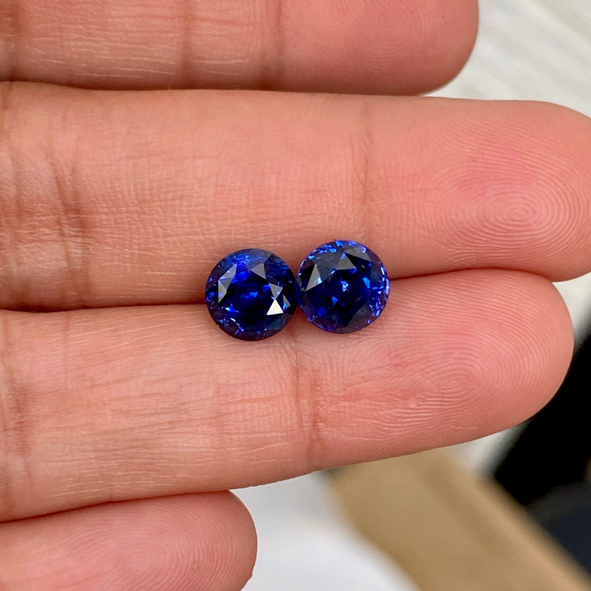 3.94 ctw Royal Blue Sapphire Round Pair Heated Ceylon