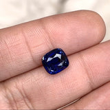 3.09 ct Ceylon Royal Blue Cushion Natural Sapphire Certified Unheated