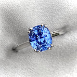 Cornflower Ceylon Blue Cushion Sapphire Unheated Platinum Ring