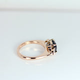 Teal Blue Cushion Sapphire Rose Gold Engagement Ring