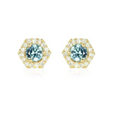 PETRA Mini Green Sapphire Diamond Halo Studs in 18k Gold