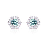 PETRA Mini Green Sapphire Diamond Halo Studs in 18k Gold