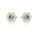 PETRA Mini Green Sapphire Diamond Halo Studs in 18k Gold