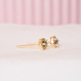 PETRA Mini Green Sapphire Diamond Halo Studs in 18k Gold