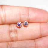 PETRA Mini Purple Sapphire Hexagon Diamond Halo Stud Earrings in 18k Gold