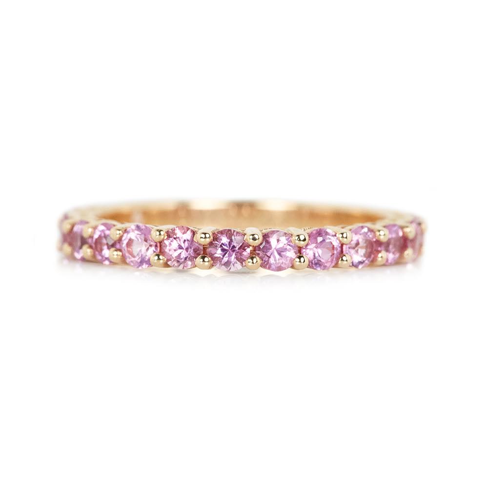 Pink Sapphire Stacking Band Half Circle | Elegant & Versatile