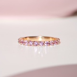 Pink Sapphire Stacking Band Half Circle | Elegant & Versatile