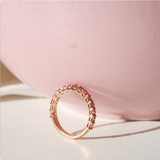 Pink Sapphire Stacking Band Half Circle | Elegant & Versatile