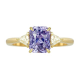 Lavender Violet Blue Sapphire Trilogy Yellow Gold Ring