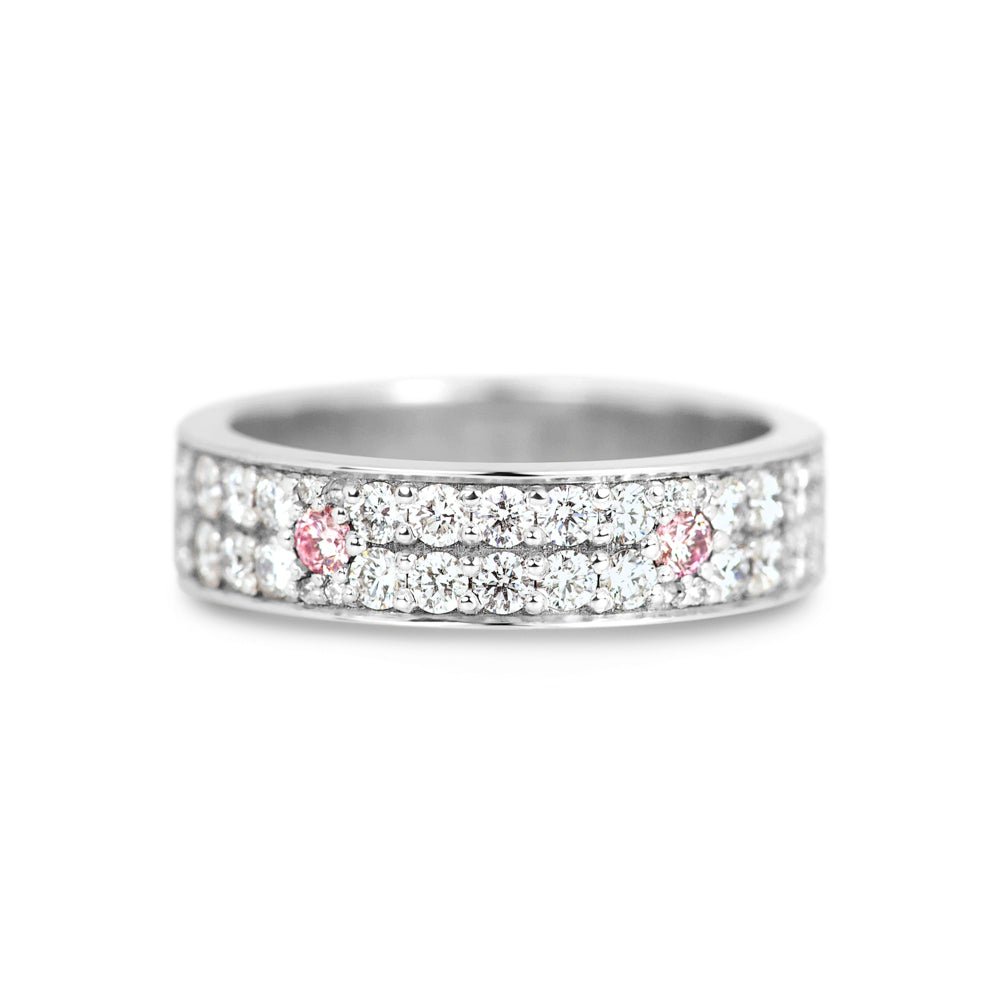 Argyle Fancy Pink White Diamond Wedding Band