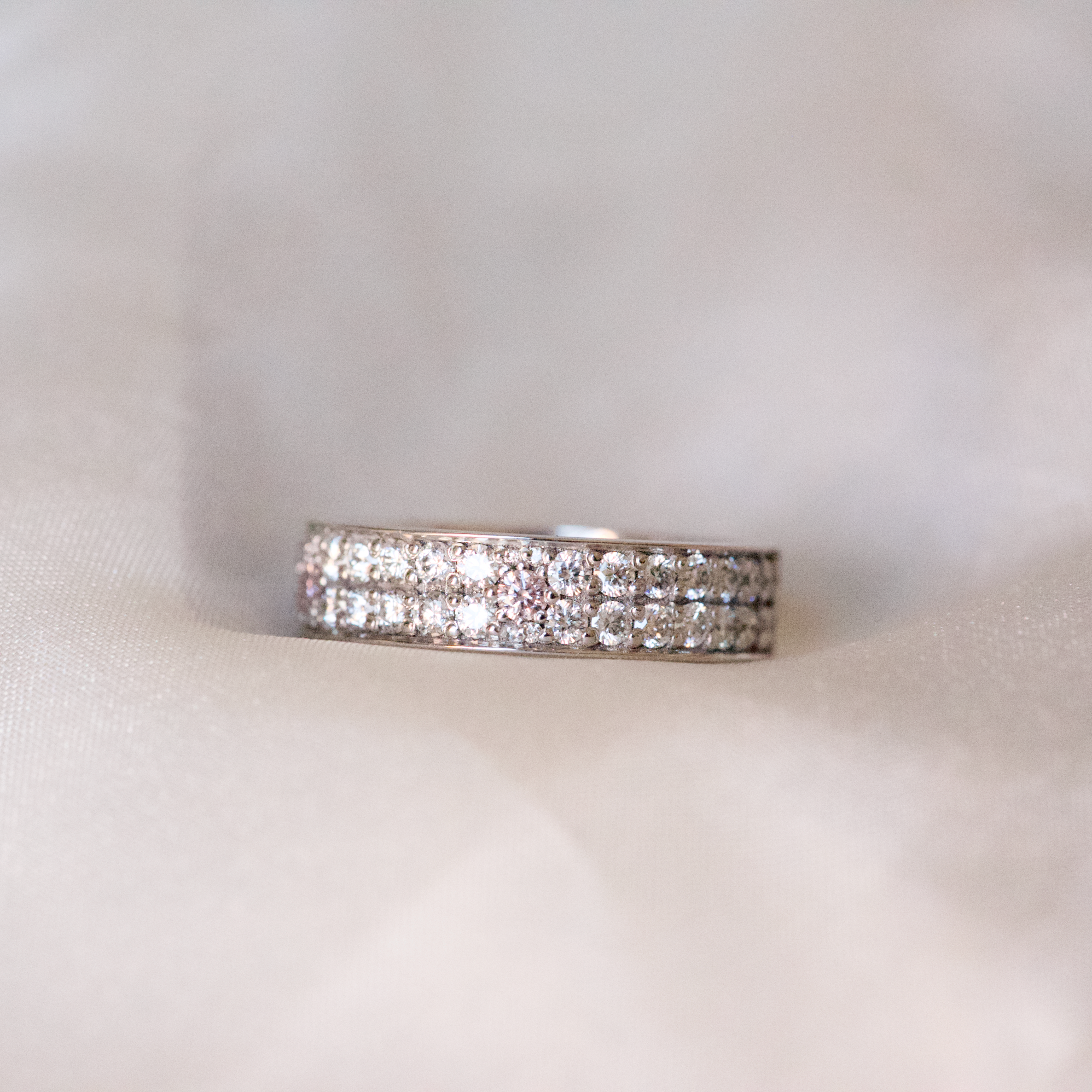 Argyle Fancy Pink White Diamond Wedding Band