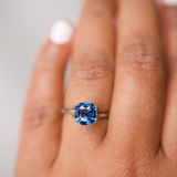 2.80 ct Steel Blue Sapphire Cushion Natural Heated