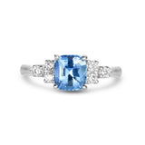 Cushion Blue Sapphire Diamond Platinum Engagement Ring