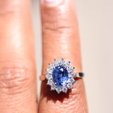 Starburst Halo Cornflower Blue Sapphire Engagement Ring