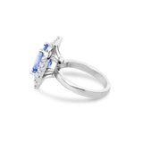 Sky Blue Sapphire Double Diamond Halo Engagement Ring