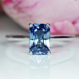 Blue Sapphire Engagement Ring Solitaire Hidden Halo
