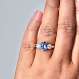 Cornflower Blue Sapphire Oval Triology Engagement Ring Two Tone