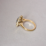 Blue Sapphire and Diamond Cluster Ring in Yellow Gold