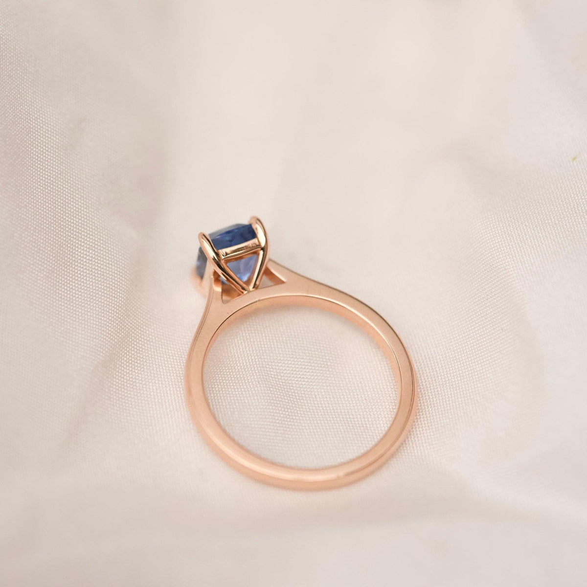 Ceylon Blue Sapphire Rose Gold Solitaire Ring