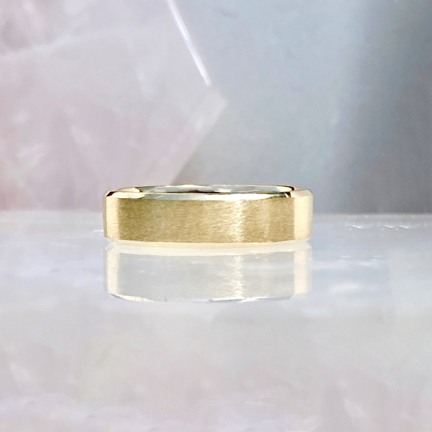 Brushed Yellow Gold Men's Wedding Band