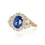 Royal Blue Sapphire Floral Design Engagement Ring