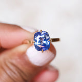 Cornflower Blue Sapphire Compass Set Engagement Ring Yellow Gold
