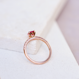 Padparadscha Sapphire Pear Rose Gold Ring
