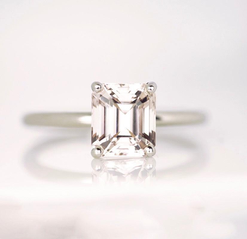 Champagne Grey Sapphire Solitaire Platinum Ring