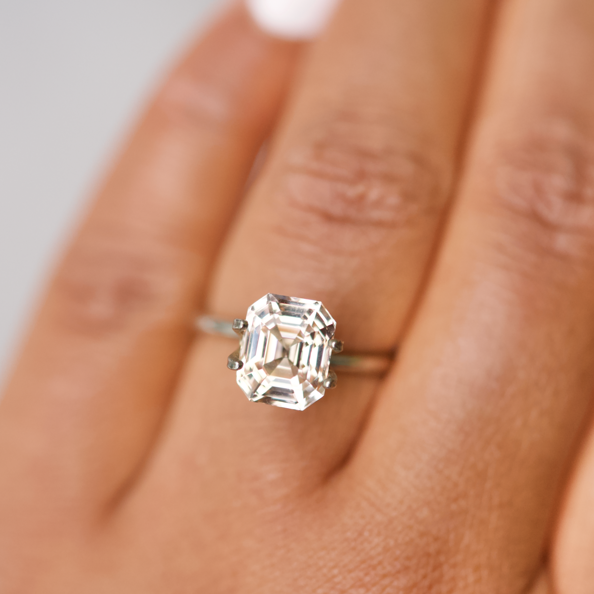 4.49 ct Champagne Sapphire Emerald Cut GIA Certified Unheated