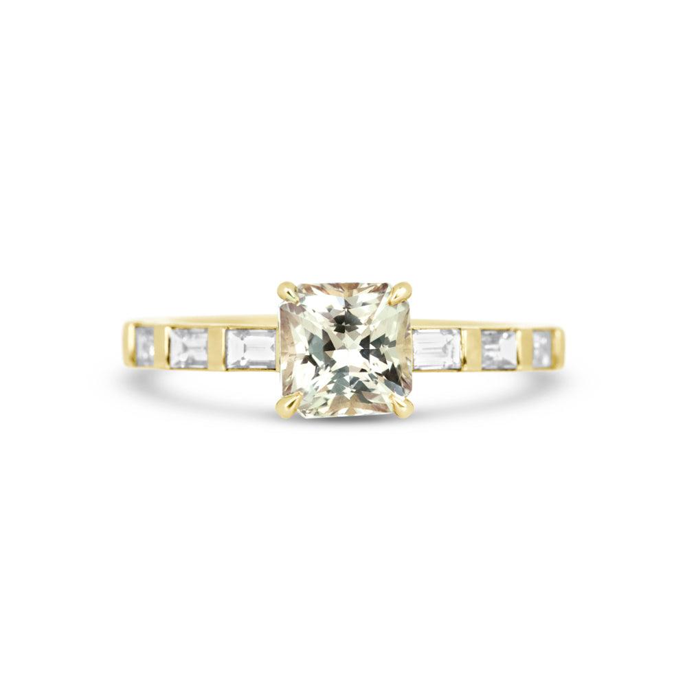Champagne Sapphire Art Deco Engagement Ring