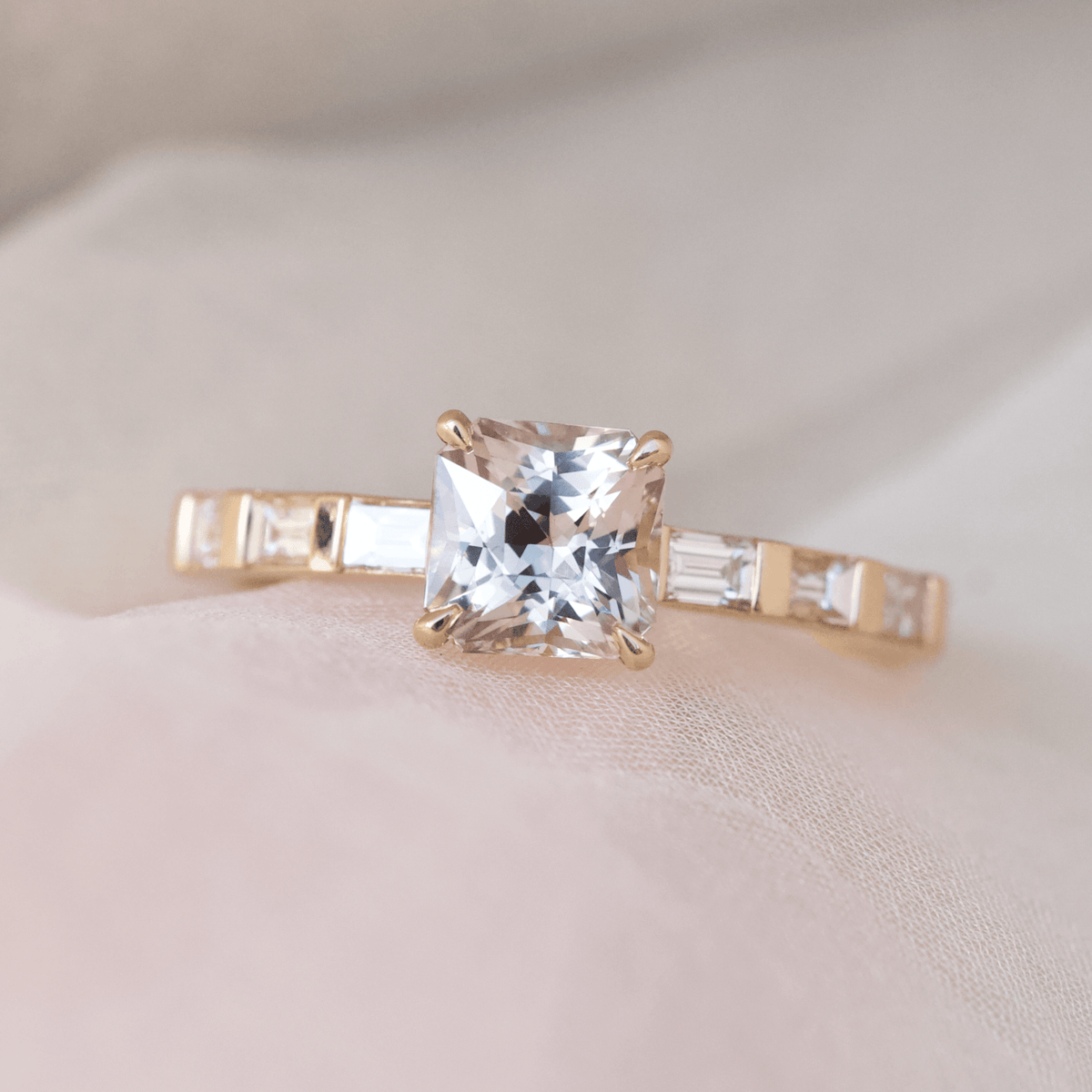 Champagne Sapphire Art Deco Engagement Ring