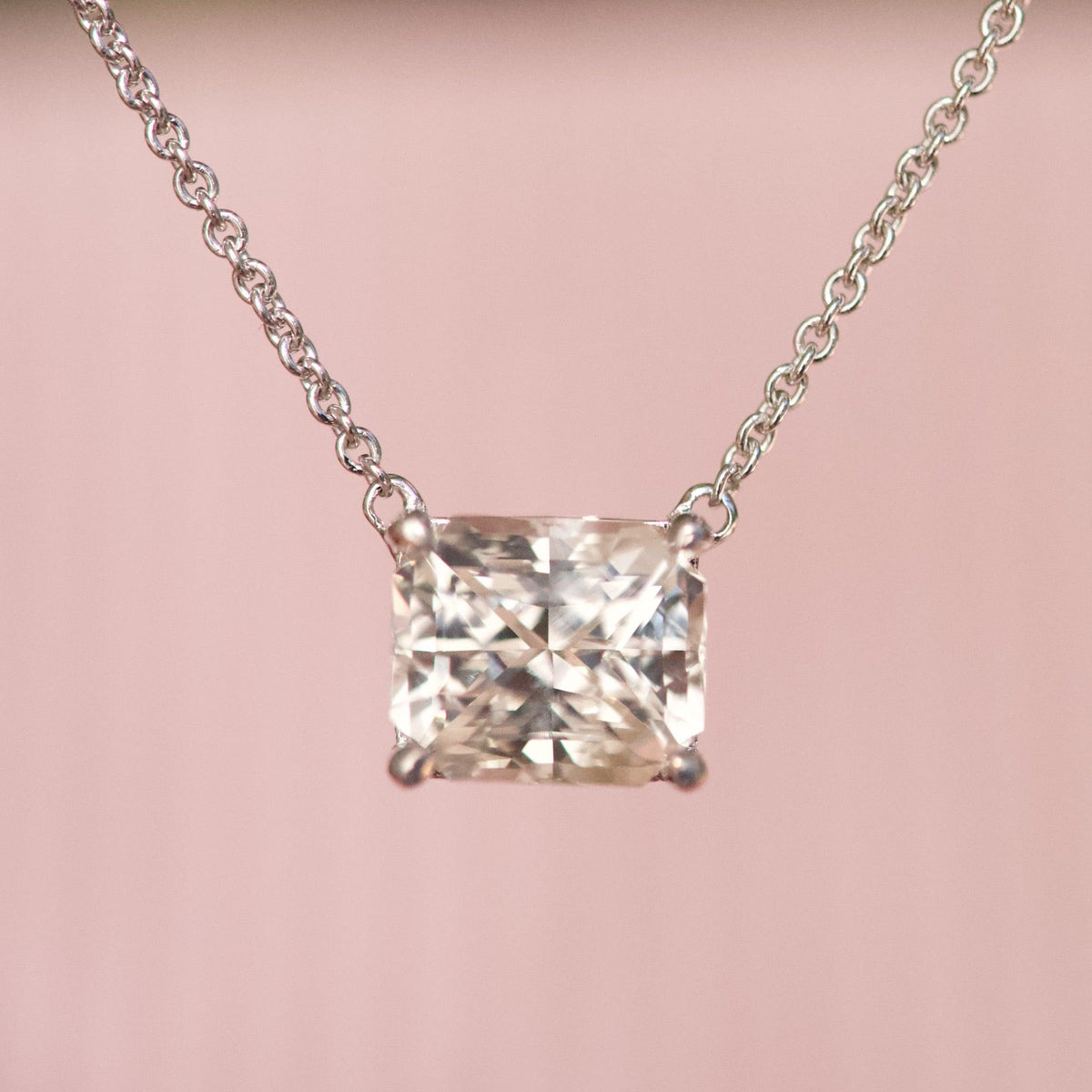 Champagne Sapphire Solitaire Pendant White Gold