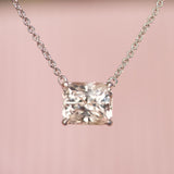 Champagne Sapphire Solitaire Pendant White Gold