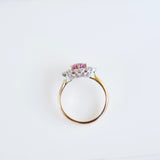 Pink Sapphire Oval Diamond Halo Cluster Engagement Ring