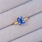 Cornflower Blue Sapphire Compass Set Engagement Ring Yellow Gold