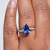 Cornflower Blue Sapphire Pear Engagement Ring in White Gold