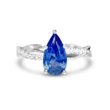 Cornflower Blue Sapphire Pear Engagement Ring in White Gold