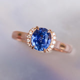 Cornflower Blue Sapphire Engagement Ring in Rose Gold