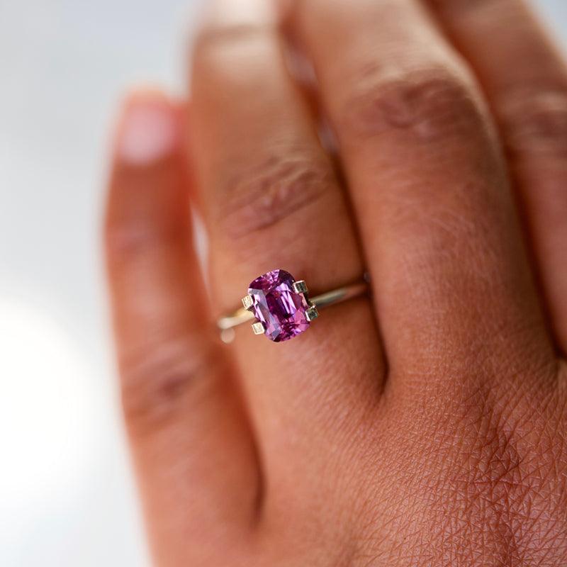 1.65 ct Purple Sapphire Cushion Unheated Certified