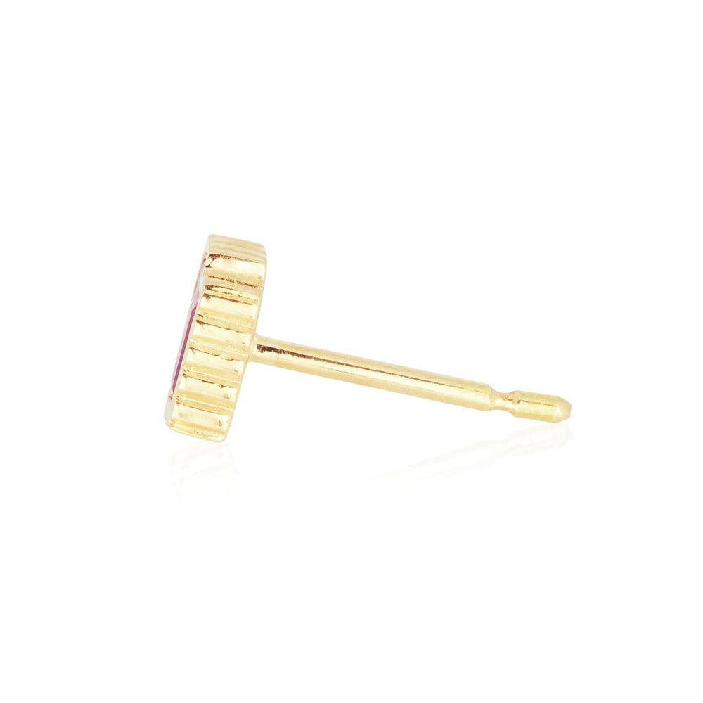 PETRA 18k Yellow Gold Pink Sapphire Baguette Stud Earrings